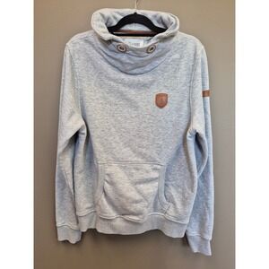 Wanakome Funnel Neck Hoodie Womens L Gray Cozy Fleece Pullover Logo